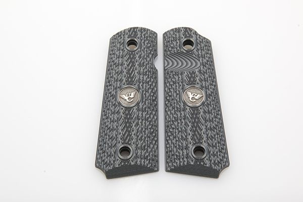 Wilson Combat Grips Full-Size Slant Pattern Beveled Bottom Gray Black - Wilson Combat