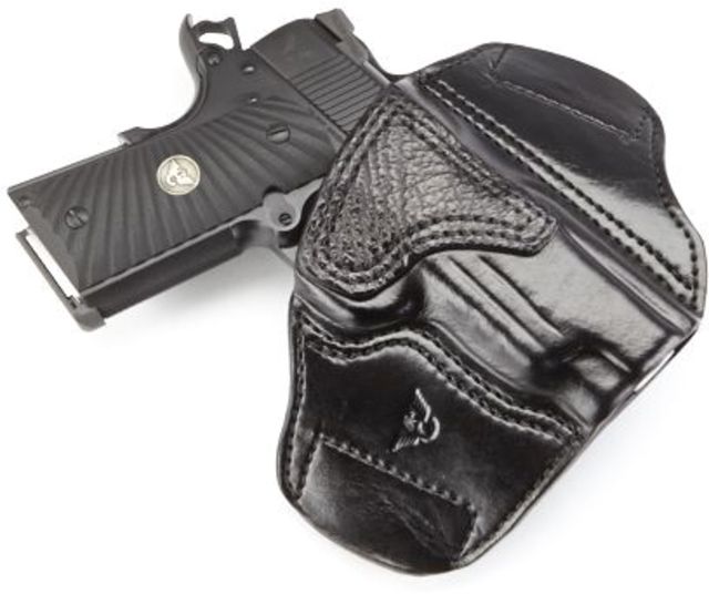 Wilson Combat Lo-Profile II Holster Compact 1911 Right Hand 1.5in Belt Black Leather with Shark Trim - Wilson Combat