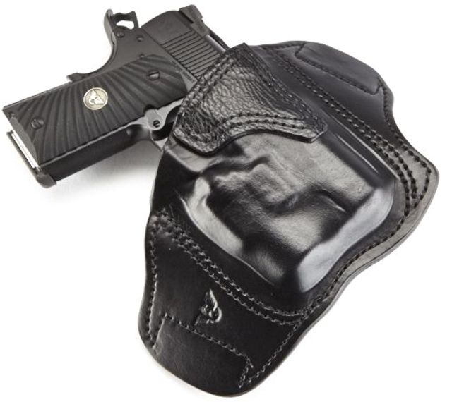 Wilson Combat Lo-Profile II Holster Compact 1911 with TLR-3 Weapon Light Right Hand 1.5in Belt Black Leather w Shark Trim - Wilson Combat