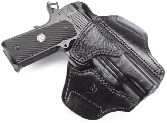 Wilson Combat Lo-Profile II Holster Full-Size 1911 Right Hand 1.5in Belt Black Leather with Shark Trim - Wilson Combat