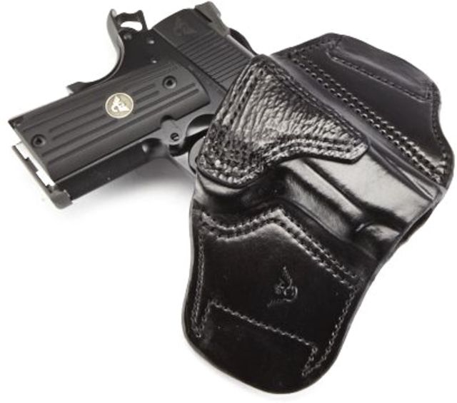 Wilson Combat Lo-Profile II Holster Officer's 1911 Right Hand 1.5in Belt Black Leather with Shark Trim - Wilson Combat