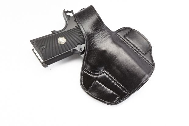 Wilson Combat Lo-Profile Thumb Break Holster Compact 1911 Right Hand 1.5in Belt Black Leather - Wilson Combat
