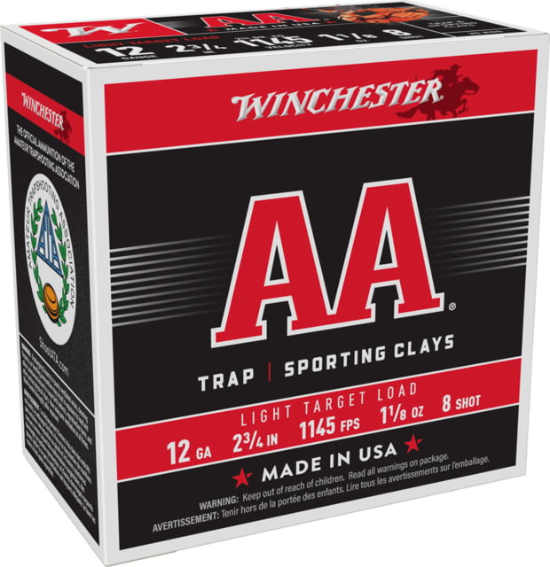 chester AA 12 Gauge 2 3/4 In 1 1/8 Oz 8 Shot Shotgun 25 Rounds Ammo