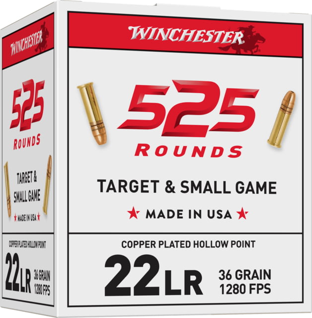 chester 525 .22 Long Rifle 36 Grain Copper Plated Hollow Point Rimfire 525 Rounds Ammo