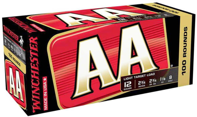 Winchester AA 12 Gauge 1 1/8 oz 2 3/4 in Size 8 Centerfire Shotgun Ammo 100 AASC128VP