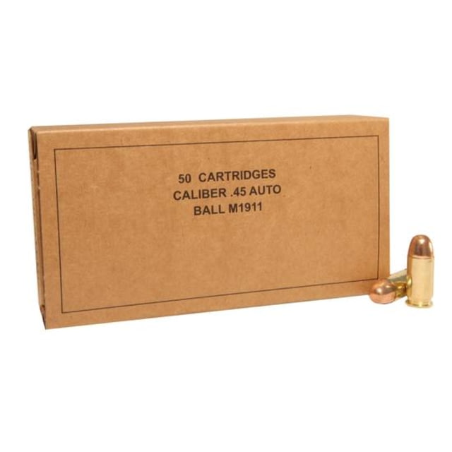 chester USA Handgun SERVICE GRADE .45 ACP 230 Grain Full Metal Jacket Brass Cased Centerfire Pistol 50 Rounds Ammo