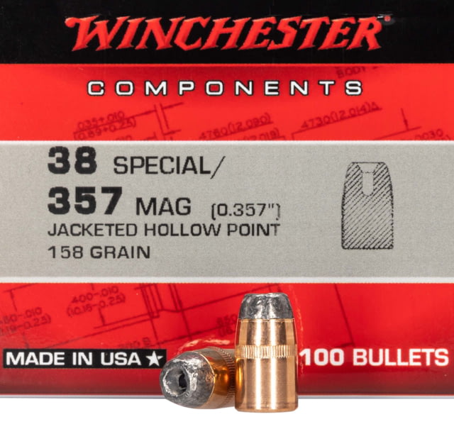 Winchester Ammo Centerfire Handgun Reloading 357 Mag .357 158 Grain 100 Bullets - Winchester