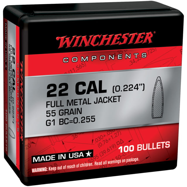 Winchester 5.56 NATO Reloading Bullets - 100 Pack