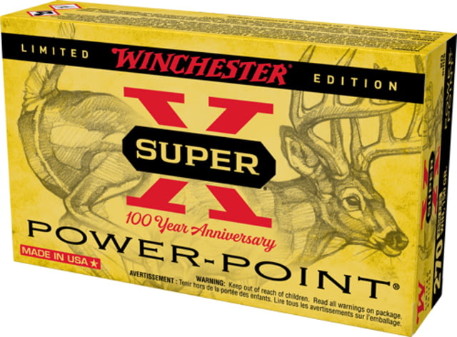 chester Super X 100th Anniversary .270 Winchester 150 Grain Power-Point Brass Cased Centerfire Rifle 20 Rounds Ammo