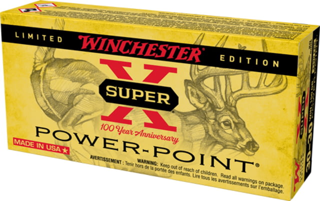 chester Super X 100th Anniversary .30-30 Winchester 150 Grain Power-Point Brass Cased Centerfire Rifle 20 Rounds Ammo