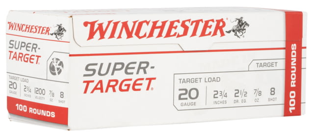 chester Super Target 20 Gauge 2 3/4 Length 7/8 Oz 8 Shot Centerfire Ammunition 100 Per Box Ammo