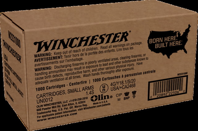 chester USA RIFLE .223 Remington 55 Grain Full Metal Jacket Brass Cased Centerfire Rifle 1000 Rounds Ammo
