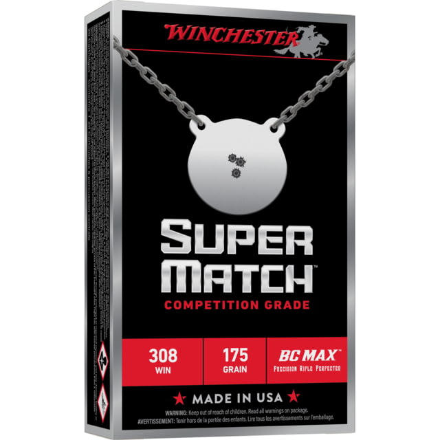 Winchester Ammunition Super Match 308 Winchester 175 Grain BC MAX Bullet 20 Round Box - Winchester