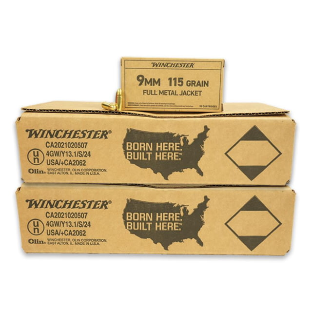 Winchester Ammunition Winchester Service Grade Handgun Ammunition 9mm Luger 115 gr. FMJ 1300 fps  20-50/ct SG9W  Round Case - Winchester