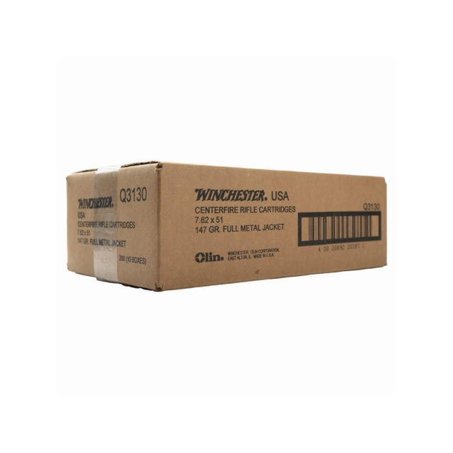 Winchester Ammunition Winchester USA Rifle Ammunition 7.62 Nato 147gr FMJ 2750 fps 200/ct Case 10-20/ct  CASE