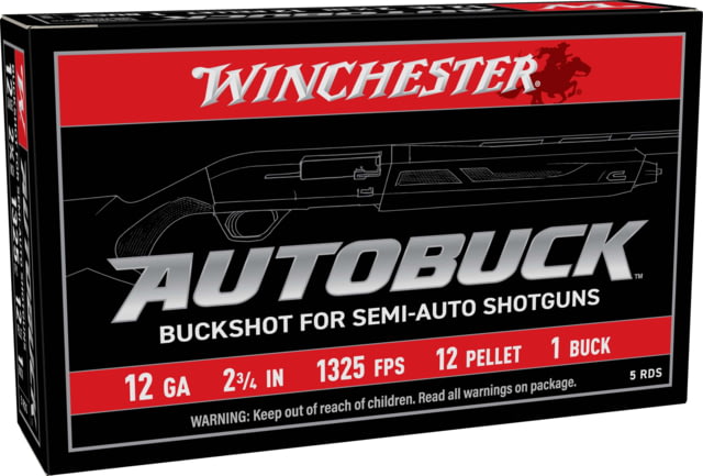 Winchester AutoBuck 12 Gauge 12 Pellet 2 3/4in Buckshot Shotgun Ammo 1 Buck 5 Rounds chester AutoBuck 12 Gauge 12 Pellet 2 3/4in Buckshot Shotgun 1 Buck 5 Rounds Ammo