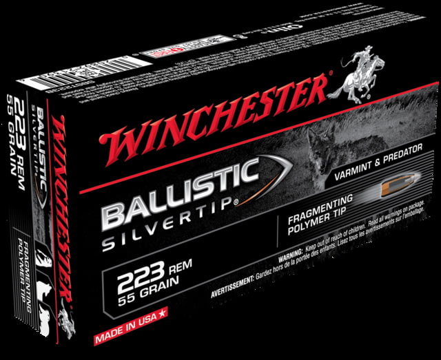 chester Ballistic Silvertip .223 Remington 55 Grain Fragmenting Polymer Tip Brass Cased Centerfire Rifle 20 Rounds Ammo