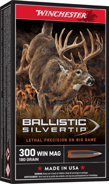 Winchester Ballistic Silvertip .300 Winchester Magnum 180 Grain Fragmenting Polymer Tip Brass Cased Centerfire Rifle Ammo 20 Rounds chester Ballistic Silvertip .300 Winchester Magnum 180 Grain Fragmenting Polymer Tip Brass Cased Centerfire Rifle 20 Rounds Ammo