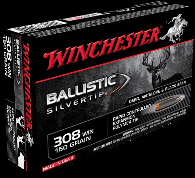 chester Ballistic Silvertip .308 Winchester 150 Grain Fragmenting Polymer Tip Brass Cased Centerfire Rifle 20 Rounds Ammo