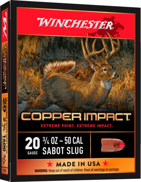 chester Copper Impact 20 Gauge 0.75oz 2.75in Centerfire Shotgun Slug Ammunition 5 Rounds Ammo