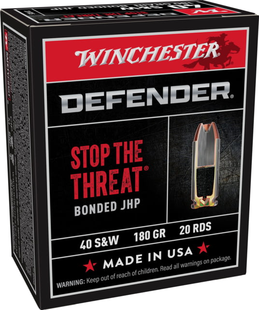 chester Defender Handgun .40 S&W 165 Grain Bonded Jacketed Hollow Point Centerfire Pistol 20 Rounds Ammo