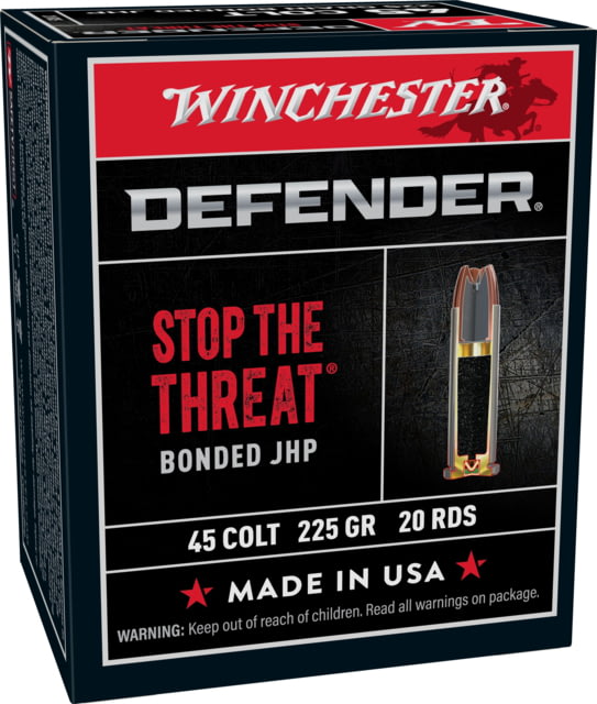 chester Defender Handgun .45 Colt 225 Grain Bonded Jacketed Hollow Point Centerfire Pistol 20 Rounds Ammo