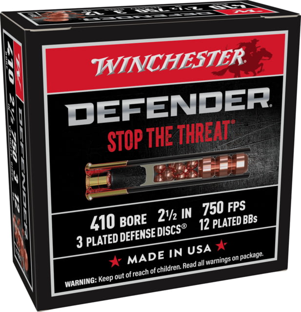 Winchester Defender Shotshell 410 Bore 1/4 oz 2.5in Centerfire Shotgun Ammo 100 Round - Winchester