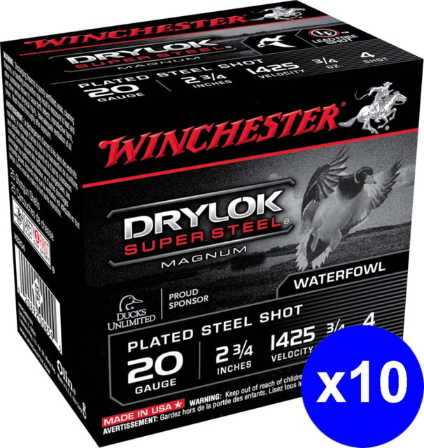 Winchester Drylok Super Steel 20 Gauge 3/4 Oz 2.75in Centerfire Shotgun Ammo 250 Rounds chester Drylok Super Steel 20 Gauge 3/4 Oz 2.75in Centerfire Shotgun 250 Rounds Ammo