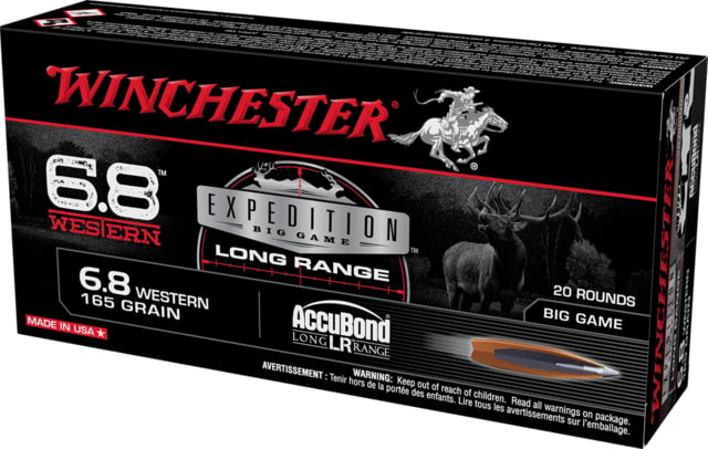 chester EXPEDITION BIG GAME LONG RANGE 6.8 Western 165 Grain Accubond LR Brass Rifle 20 Rounds S68WLR Ammo
