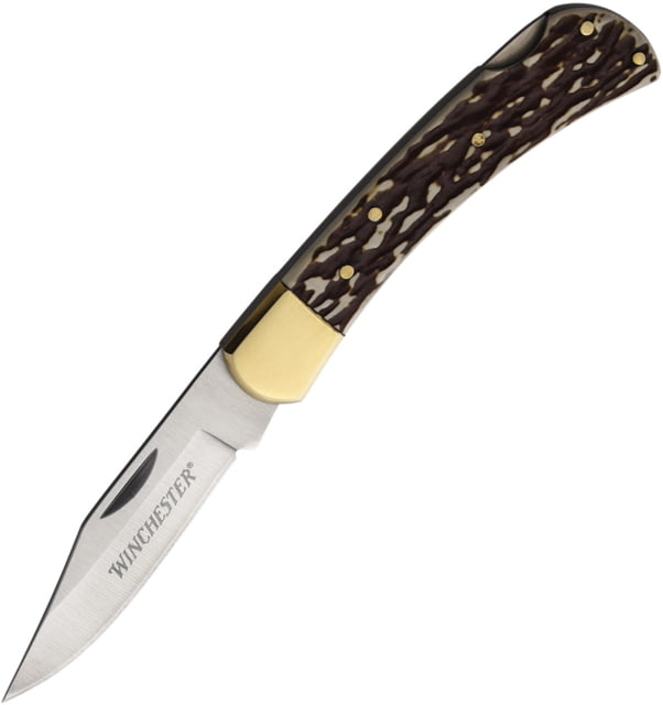 Winchester Medium Stag Lockback Knife 3in Stainless Steel Blade Stag - Winchester