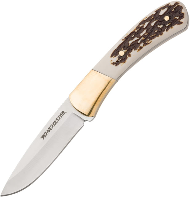 Winchester Small Stag Fixed Knife 3in Stainless Steel Blade Stag BLK - Winchester