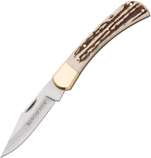 Winchester Large Stag Lockback Knife 3.8125in Stainless Steel Blade Stag - Winchester