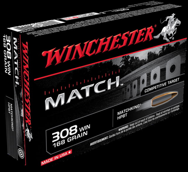 chester MATCH .308 Winchester 168 Grain Boat Tail Hollow Point Centerfire Rifle 20 Rounds Ammo