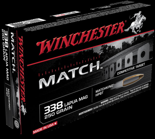 chester MATCH .338 Lapua Magnum 250 Grain Boat Tail Hollow Point Centerfire Rifle 20 Rounds Ammo