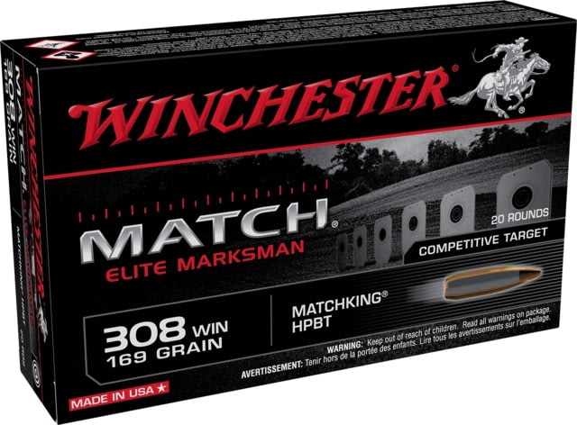 chester Match Elite Marksman .308 Winchester 169 Grain Matchking HPBT Brass Cased Rifle 20 Rounds Ammo
