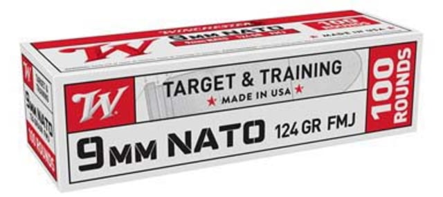 chester USA White Box 9mm Luger 124 Grain Full Metal Jacket Brass Pistol 100 Round Ammo