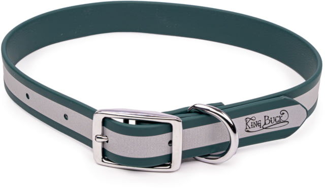 King Buck Core D Ring High Visibility Reflective Collar with Name Plate Deep Teal S/M