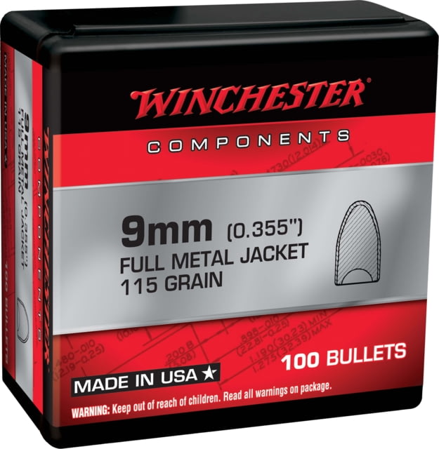 Winchester 9mm 115 Grain Full Metal Jacket Bullets