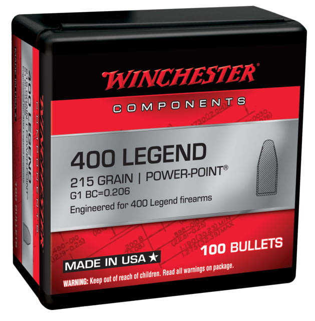 Winchester Powerpoint .400 Caliber Rifle Bullets 215 grain Jacketed Soft Point 100 Bullets