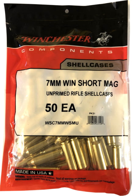 Winchester Rifle Brass 7mm Winchester Short Magnum Unprimed 50/Pack