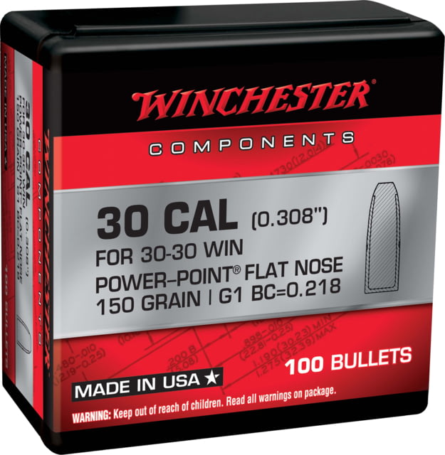 Winchester Rifle Bullets 30-30 Win .308 150 Grain Flat Nose Lead 100 Bullets 308CAL