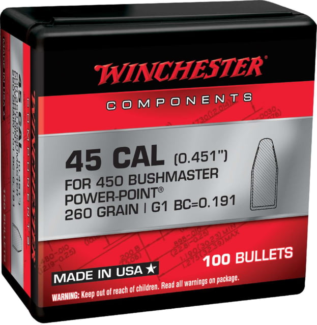 Winchester Winchester Rifle Bullets 450 Bushmaster 260 Grain Power-Point 100 Bullets - $43.59 at Optics Planet