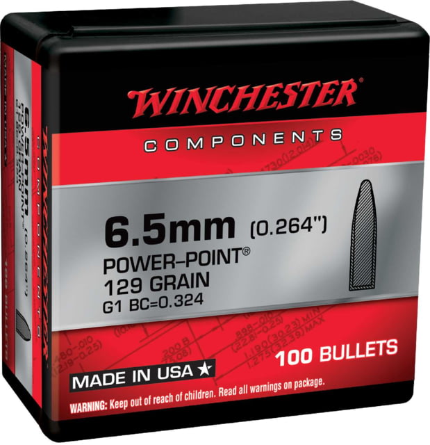 Winchester 6.5 Creedmoor Rifle Bullets - 100 Count