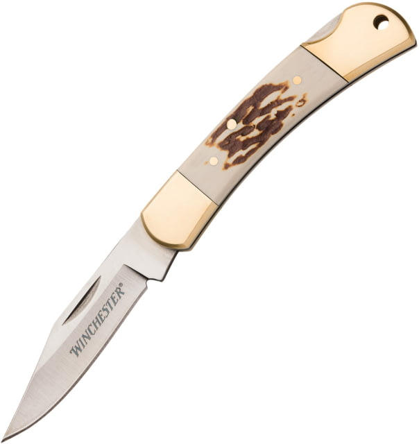 Winchester Small Stag Lockback Knife 2.5in Stainless Steel Blade Stag - Winchester