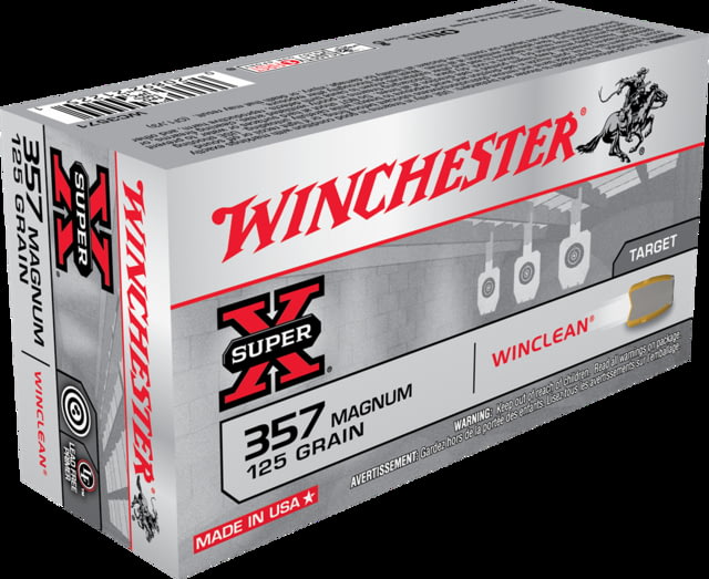 chester Super-X Handgun .357 Magnum 125 Grain WinClean Enclosed Base Brass Cased Centerfire Pistol 50 Rounds Ammo