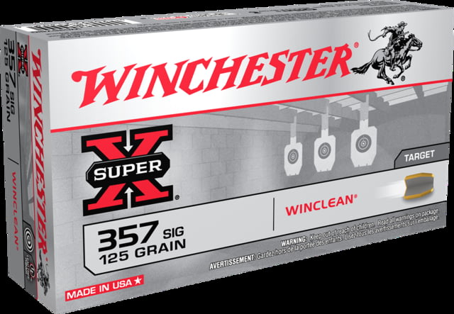 chester Super-X Handgun .357 SIG 125 Grain WinClean Enclosed Base Brass Cased Centerfire Pistol 50 Rounds Ammo