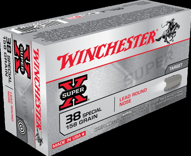 chester Super-X Handgun .38 Special 158 Grain Lead Round Nose Centerfire Pistol 50 Rounds Ammo