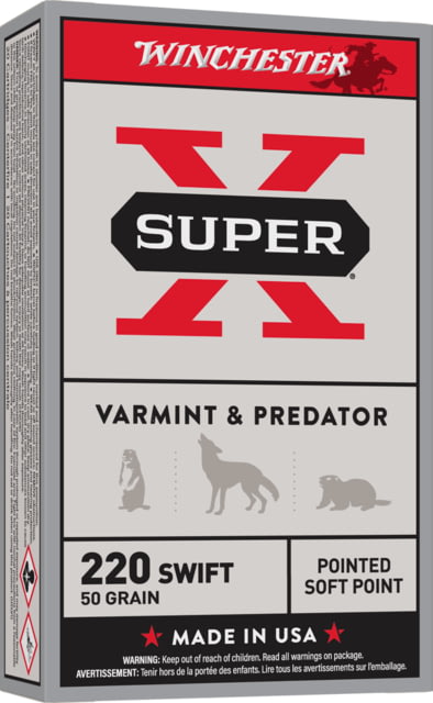 chester Super-X RIFLE .220 Swift 50 Grain Jacketed Soft Point Centerfire Rifle 20 Rounds X220S Ammo