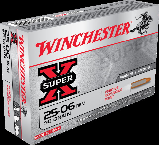 chester Super-X RIFLE .25-06 Remington 90 Grain Positive Expanding Point Brass Cased Centerfire Rifle 20 Rounds Ammo