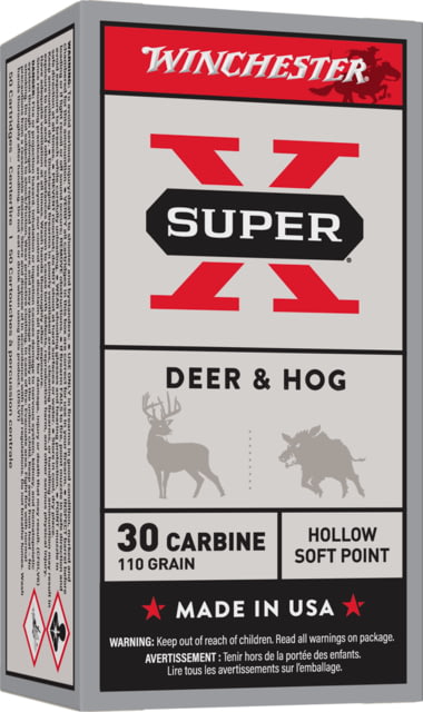 chester Super-X RIFLE .30 Carbine 110 Grain Hollow Soft Point Centerfire Rifle 50 Rounds X30M1 Ammo